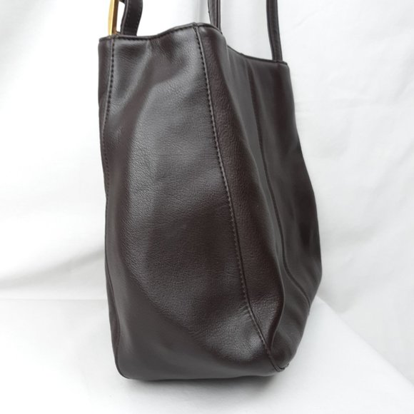 Leather Co Liz Claiborne Grandmacore Shoulder Bag Purse Dark Brown Leather 80s - Picture 8 of 14